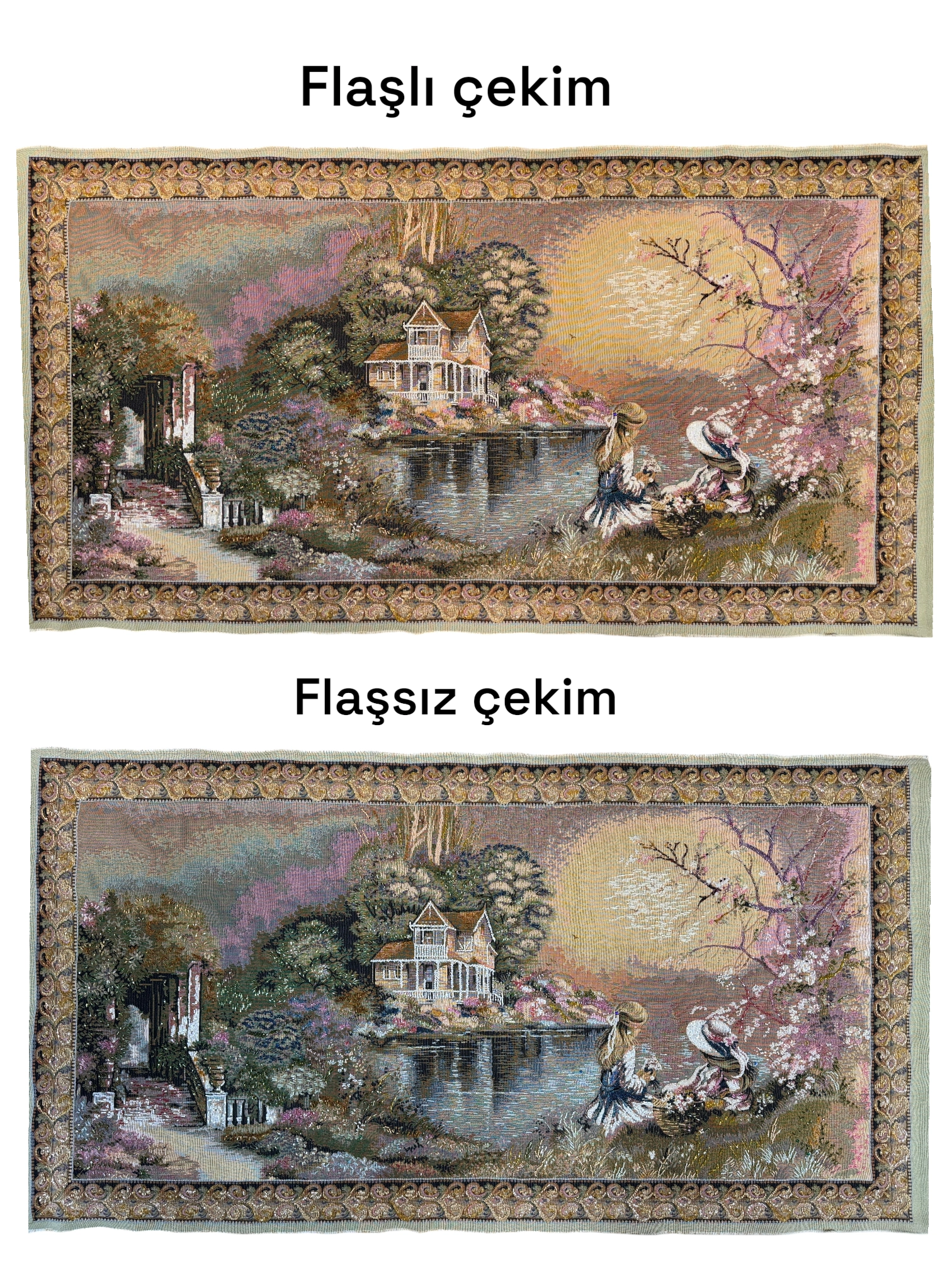 Kristal Taş İşlemeli Dokuma Goblen Pano - 130 cm