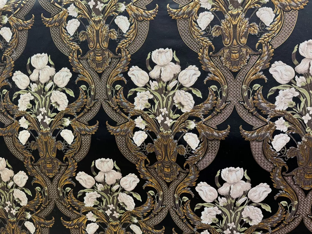 Goblen Kumaş: Heritage Tulipa | Siyah