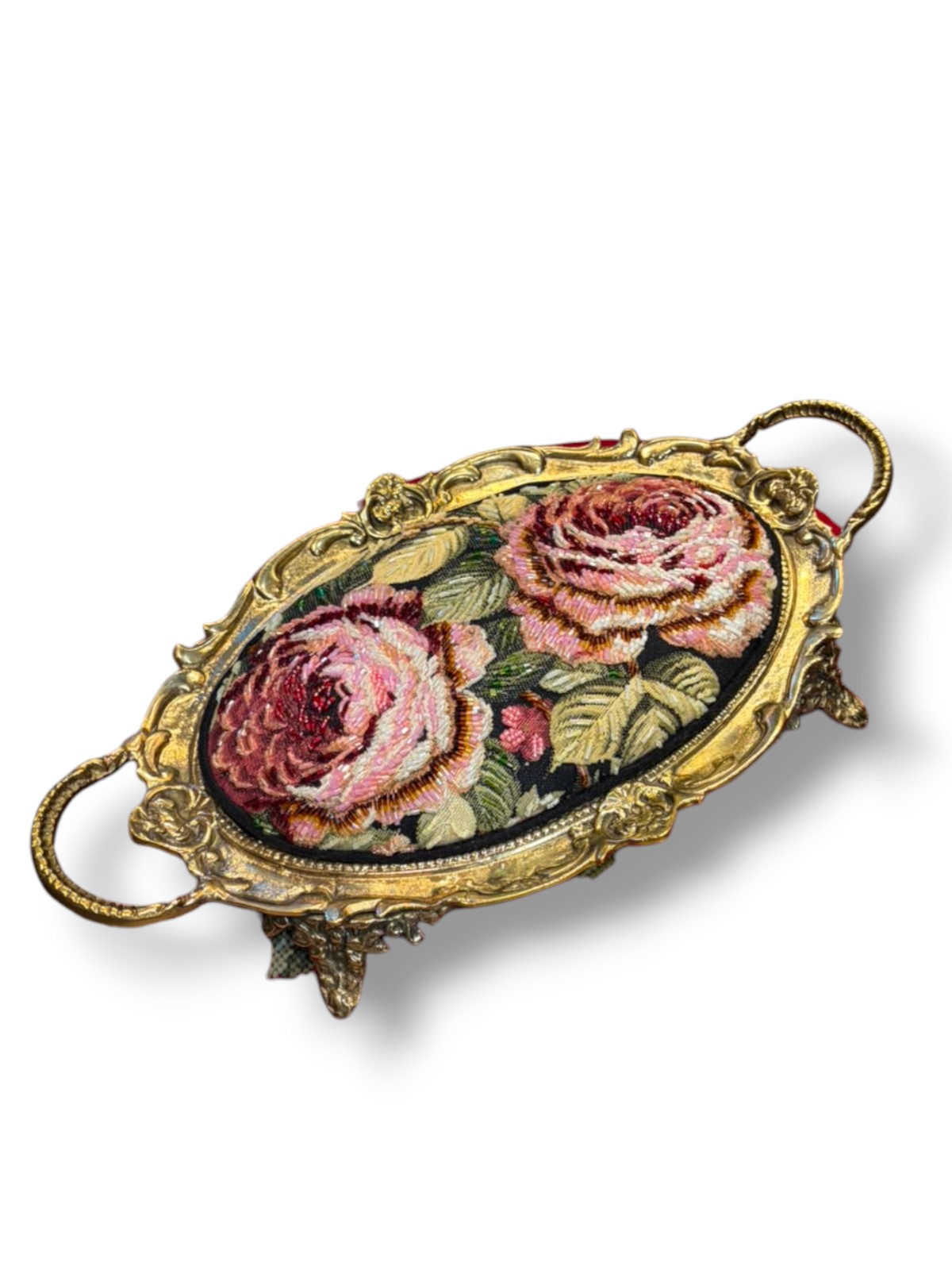 Maison Rose Pirinç Tepsi | Taş İşlemeli 